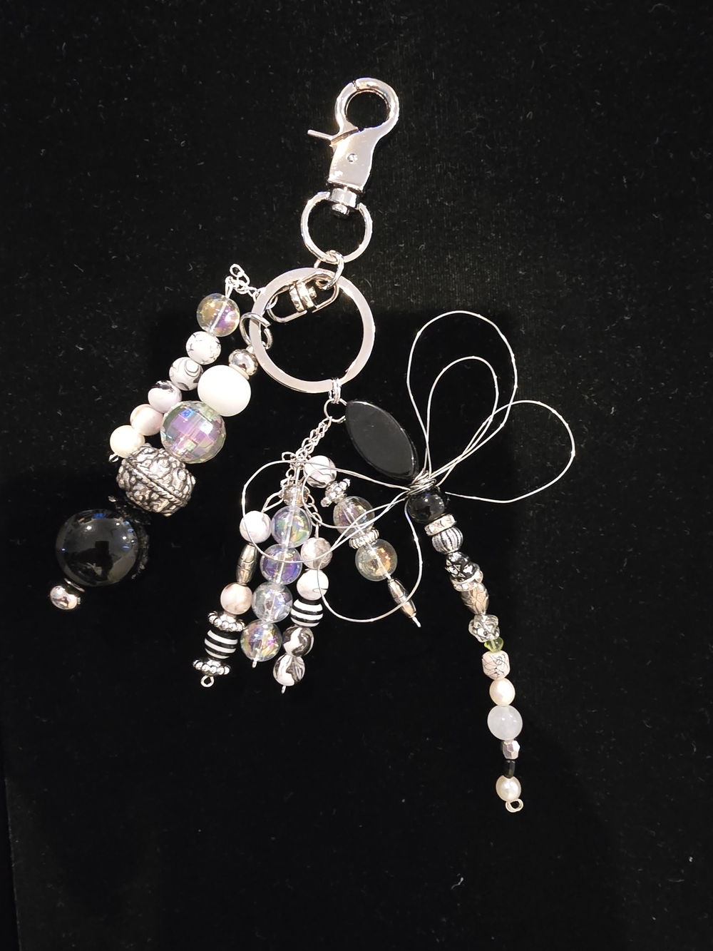 Beaded Black & Iridescent Charm Bracelet Accent - Women Jewelry